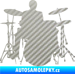 Samolepka Music 009 pravá hráč na bicí 3D karbon stříbrný