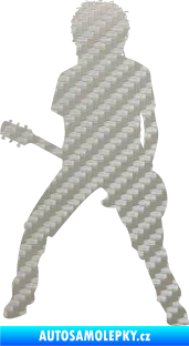 Samolepka Music 010 levá rocker s kytarou 3D karbon stříbrný