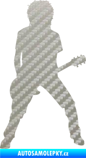 Samolepka Music 010 pravá rocker s kytarou 3D karbon stříbrný