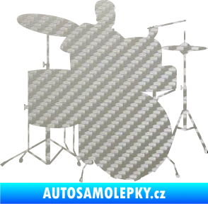 Samolepka Music 011 pravá hráč na bicí 3D karbon stříbrný