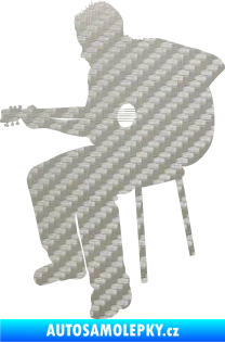 Samolepka Music 012 levá  kytarista 3D karbon stříbrný