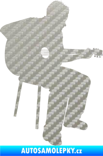 Samolepka Music 012 pravá  kytarista 3D karbon stříbrný