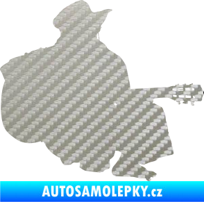Samolepka Music 014 pravá hráč na kytaru 3D karbon stříbrný