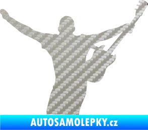 Samolepka Music 024 pravá kytarista rocker 3D karbon stříbrný