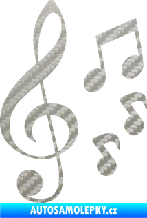 Samolepka Music noty a houslový klíč 002 3D karbon stříbrný