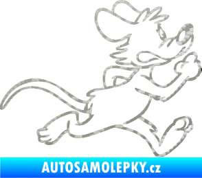 Samolepka Myš 001 pravá sprintuje 3D karbon stříbrný