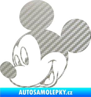 Samolepka Myšák Mickey 001 levá 3D karbon stříbrný
