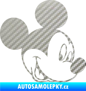 Samolepka Myšák Mickey 001 pravá 3D karbon stříbrný