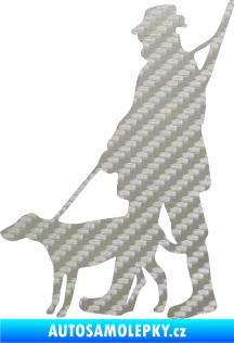 Samolepka Myslivec 002 levá 3D karbon stříbrný