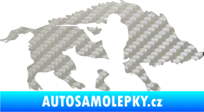 Samolepka Myslivost 006 pravá divoké prase 3D karbon stříbrný