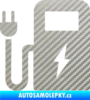 Samolepka Nabíjecí stanice 001 levá elektromobil charge 3D karbon stříbrný