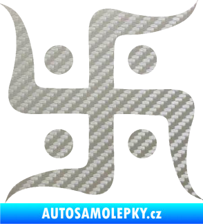 Samolepka Náboženský symbol Džinismus Svastika  3D karbon stříbrný