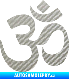 Samolepka Náboženský symbol Hinduismus Óm 001 3D karbon stříbrný