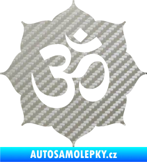 Samolepka Náboženský symbol Hinduismus Óm 002 3D karbon stříbrný