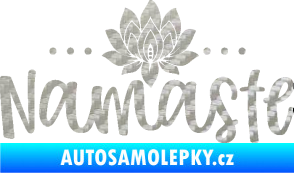 Samolepka Namaste 002 nápis 3D karbon stříbrný