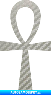 Samolepka Nilský kříž Ankh 3D karbon stříbrný
