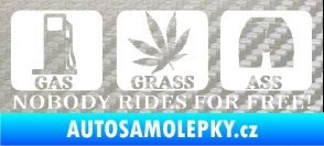 Samolepka Nobody rides for free! 002 Gas Grass Or Ass 3D karbon stříbrný