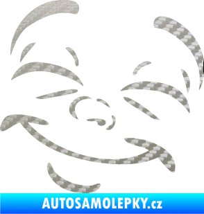 Samolepka Obličej 004 levá šťastný 3D karbon stříbrný