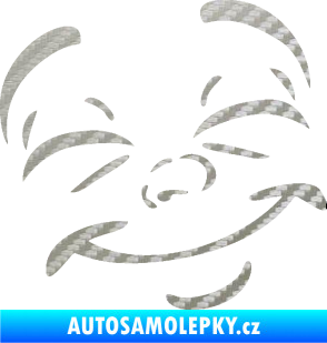 Samolepka Obličej 004 pravá šťastný 3D karbon stříbrný