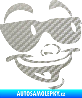 Samolepka Obličej 005 pravá veselý s brýlemi 3D karbon stříbrný