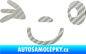 Samolepka Obličej 008 levá mrkající 3D karbon stříbrný