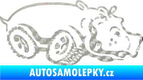 Samolepka Off Road 006 pravá hroch 3D karbon stříbrný