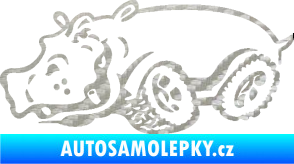 Samolepka Off Road 006 levá hroch 3D karbon stříbrný