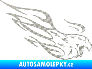Samolepka Orel 014 pravá s plameny 3D karbon stříbrný