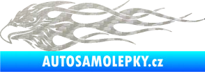 Samolepka Orel 016 levá v plamenech 3D karbon stříbrný