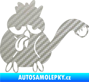 Samolepka Oškubaný ptáček levá 3D karbon stříbrný