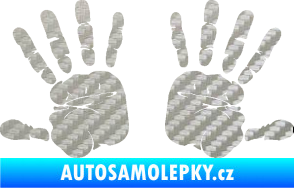 Samolepka Otisk rukou 002 3D karbon stříbrný