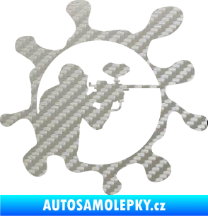 Samolepka Paintball 004 pravá 3D karbon stříbrný