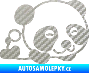 Samolepka Panda 003 pravá 3D karbon stříbrný