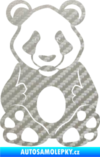 Samolepka Panda 006  3D karbon stříbrný