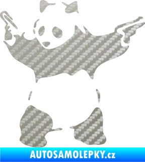 Samolepka Panda 007 levá gangster 3D karbon stříbrný