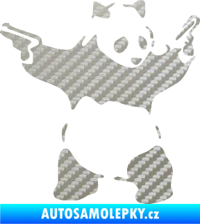 Samolepka Panda 007 pravá gangster 3D karbon stříbrný