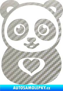 Samolepka Panda 008 roztomilá 3D karbon stříbrný