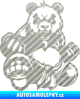 Samolepka Panda 012 levá Kung Fu bojovník 3D karbon stříbrný