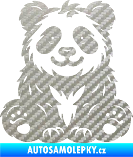 Samolepka Panda 013 pravá spokojená 3D karbon stříbrný