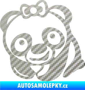 Samolepka Panda baby levá 3D karbon stříbrný