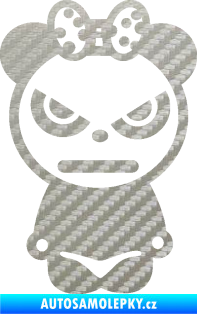 Samolepka Panda girl 3D karbon stříbrný