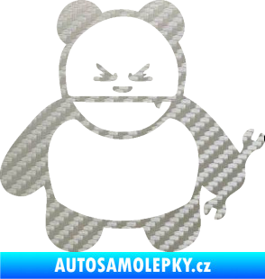 Samolepka Panda opravář JDM pravá 3D karbon stříbrný