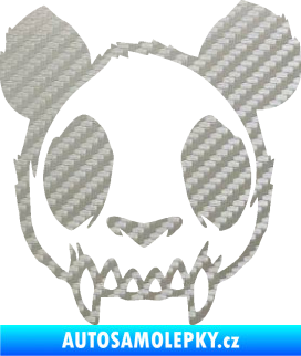 Samolepka Panda zombie  3D karbon stříbrný