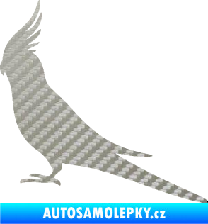 Samolepka Papoušek 002 levá 3D karbon stříbrný