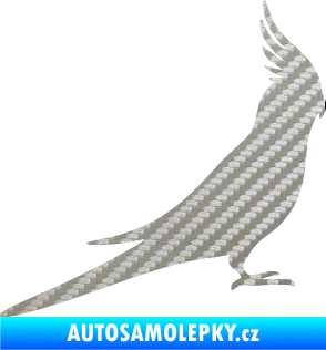 Samolepka Papoušek 002 pravá 3D karbon stříbrný