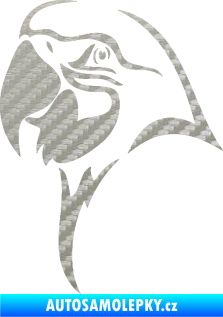 Samolepka Papoušek 006 levá hlava 3D karbon stříbrný