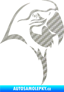 Samolepka Papoušek 006 pravá hlava 3D karbon stříbrný