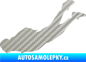 Samolepka Parašutista 003 levá skok z letadla 3D karbon stříbrný