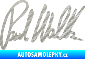 Samolepka Paul Walker 002 podpis 3D karbon stříbrný