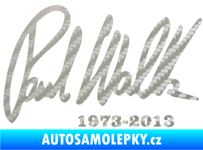 Samolepka Paul Walker 003 podpis a datum 3D karbon stříbrný